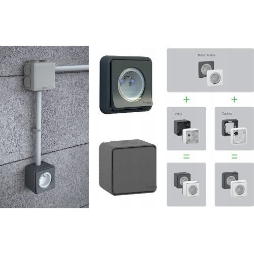 Pulsador Mureva Gris Con Led Ip55, 10 A Y 250 V Ac Para Interiores/exteriores