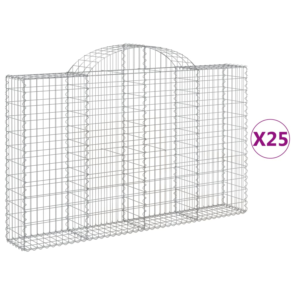 25 db íves horganyzott vas gabion kosár 200x30x120/140 cm (3146147)