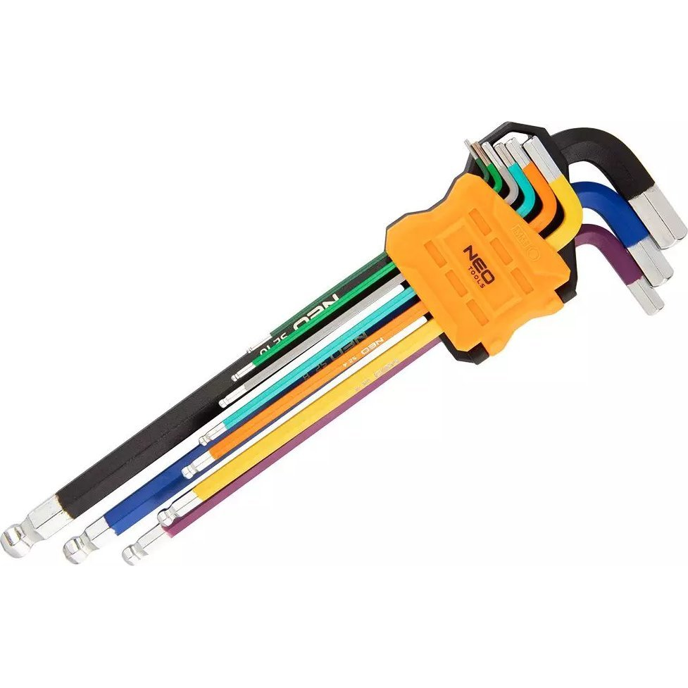 Neo 09-512 Imbuszkulcskészlet 9 db Hosszú 1.5-10 mm, Színes (09-512)