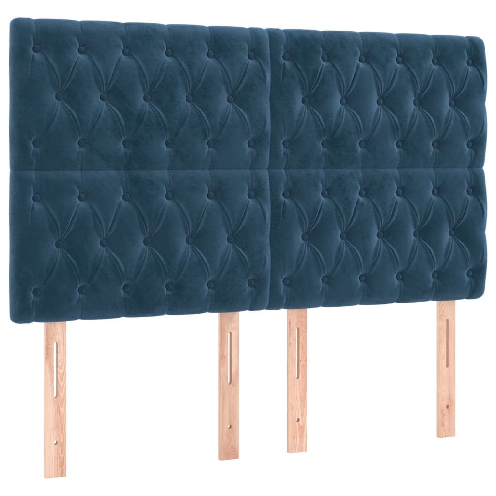 4 db sötétkék bársony fejtámla 80x7x78/88 cm (3116726)