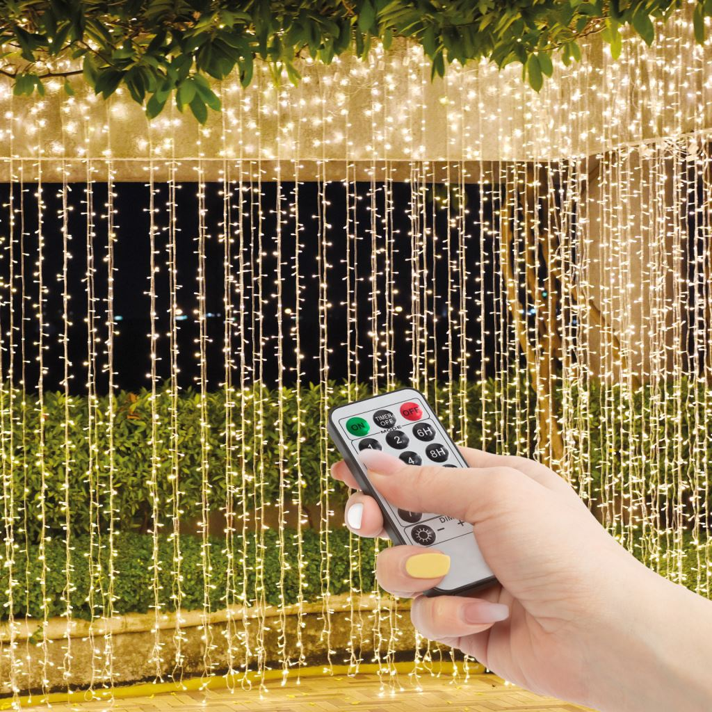Family fényfüggöny 300 db melegfehér LED 3 x 3 m távirányítós (58907A) (58907A)