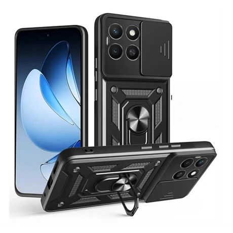 gigapack Defender szilikon telefonvédő (ütésállóság, tartógyűrű, kameravédő) FEKETE Honor X8c " csomagolás" (GP-167961)