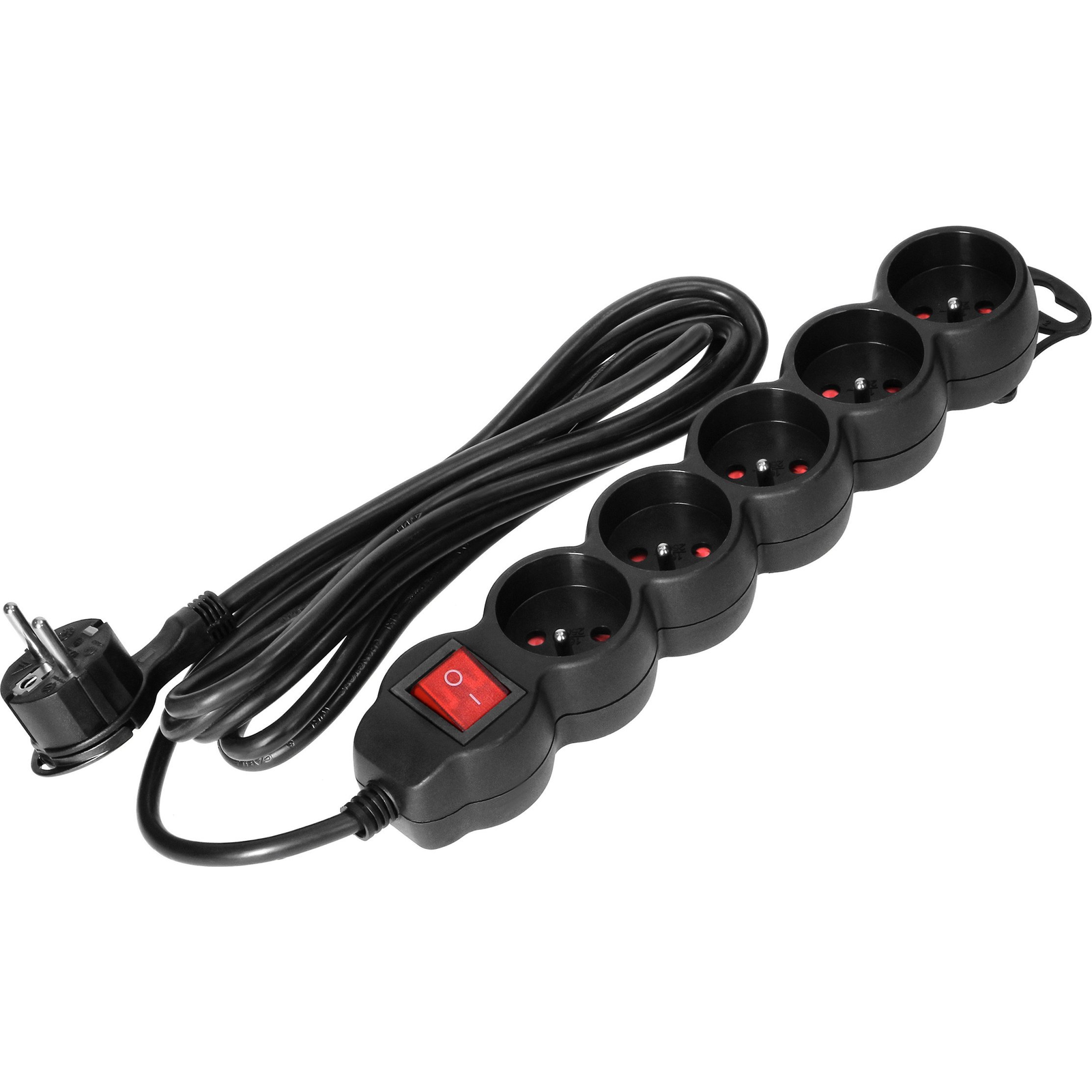 Hosszabbító Kábel 2P+Z, Kapcsolóval, 5 m H05VV-F 3x1,5 mm2, Imax=16A, Lapos Dugó