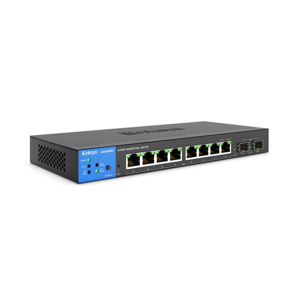 Linksys LGS310MPC Administreret L3 Gigabit Ethernet (10/100/1000) Strøm over Ethernet (PoE) Sort, Blå