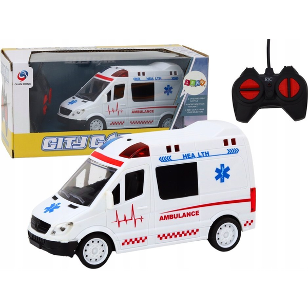 Lean Toys Távirányítású Mentőautó Rc Mentőfények Fehér Hangokkal