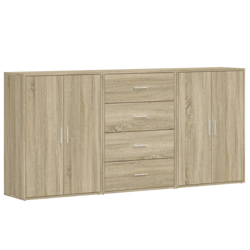 3 db sonoma tölgy színű szerelt fa tálalóasztal 60 x 31 x 84 cm (3276576)