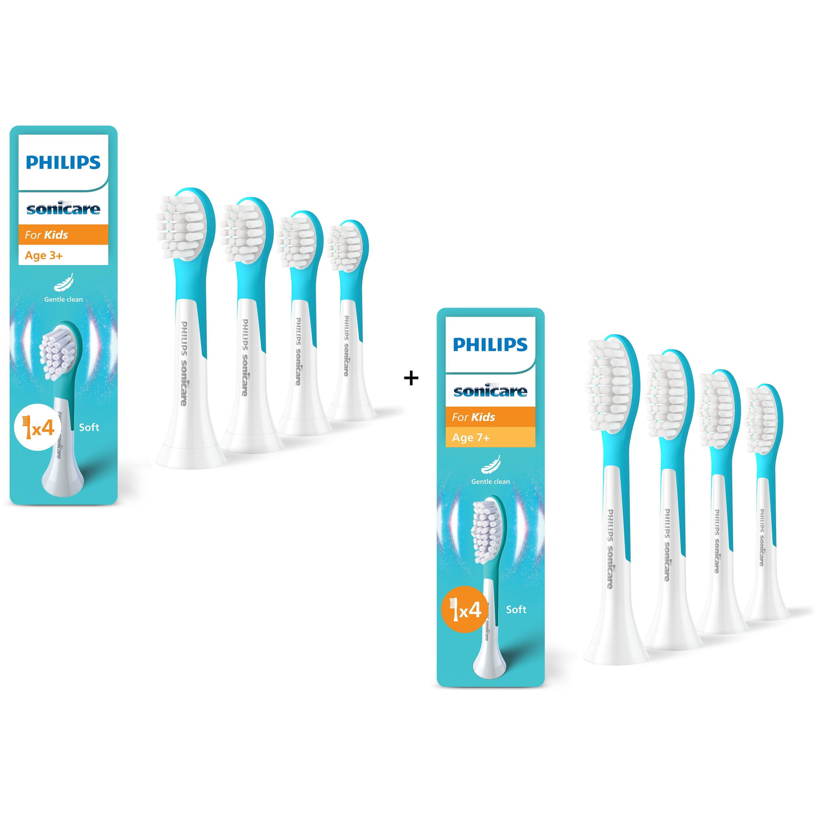 Philips Sonicare for Kids Mini HX6034/90 3 éves kortól 4 darab + Standard HX6044/90 7 éves kortól 4 (PHINHBUN9)
