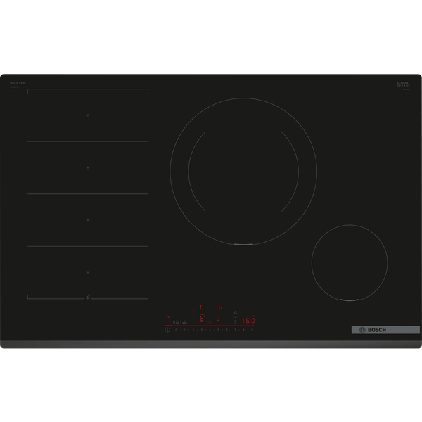Bosch Serie 6 PXE831HC1E főzőlap Fekete Beépített 80.2 cm Zónás indukciós főzőlap 3 zóna
