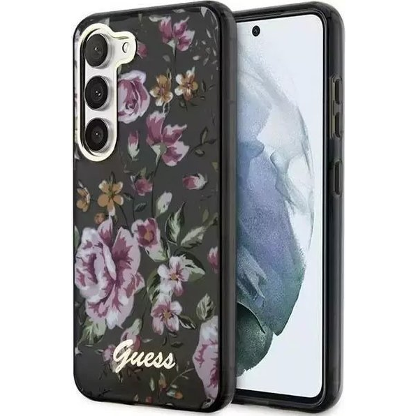 Guess Flower Collection Samsung Galaxy S23+ hátlap tok , fekete (187768948)