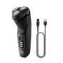 Самобръсначка Philips Shaver Series 3000 S3244/12, Мокро и сухо бръснене, Без кабел, 5D въртящи се и гъвкави глави, Самонаточващи се ножчета, 60 минути, Антикорозионна система за бръснене, Защитен капак, Черен