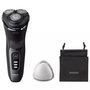 Самобръсначка Philips Shaver Series 3000 S3244/12, Мокро и сухо бръснене, Без кабел, 5D въртящи се и гъвкави глави, Самонаточващи се ножчета, 60 минути, Антикорозионна система за бръснене, Защитен капак, Черен