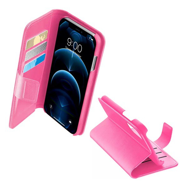 CELLULARLINE BOOK AGENDA tok álló, bőr hatású (FLIP, oldalra nyíló, asztali tartó funkció, RFID védelem) RÓZSASZÍN [Apple iPhone 12 Pro Max] (BOOKAGCOLIPH12PRMP)