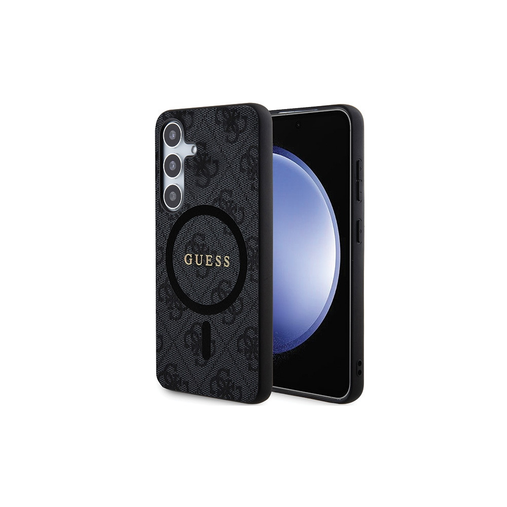 Guess 4G Collection Leather Metal Logo Samsung Galaxy S24 Plus Tok - Fekete (GUHMS24MG4GFRK)