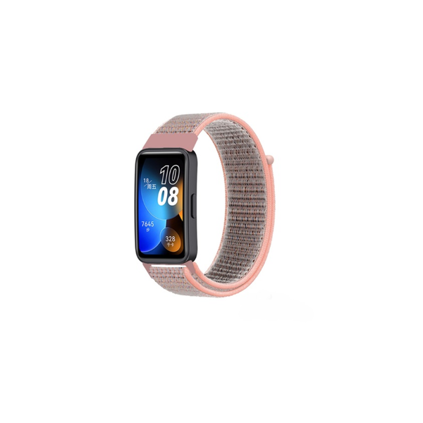 Mybandz Huawei Band 8/9 Tépőzáras Szövet Okosóra szíj - Pink/Homok