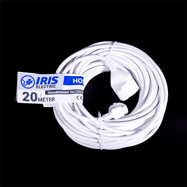 IRIS Electric IEEC-20M-16A/230V Hosszabbító 20 méteres 16A/230V, IP20, fehér (IEEC-20M-16A/230V)