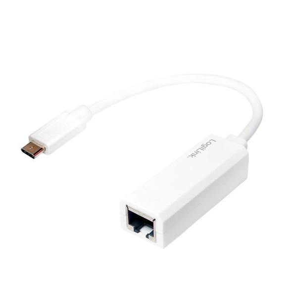 КАБЕЛ USB LOGILINK адаптер, USB 3.2 Type-C (T) към RJ45 (M), 14 см, 10/100/1000 Mbit/s, бял, UA0238