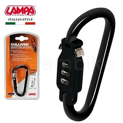 Lampa Guliver Számzáras Karabiner, Fekete (0190599)