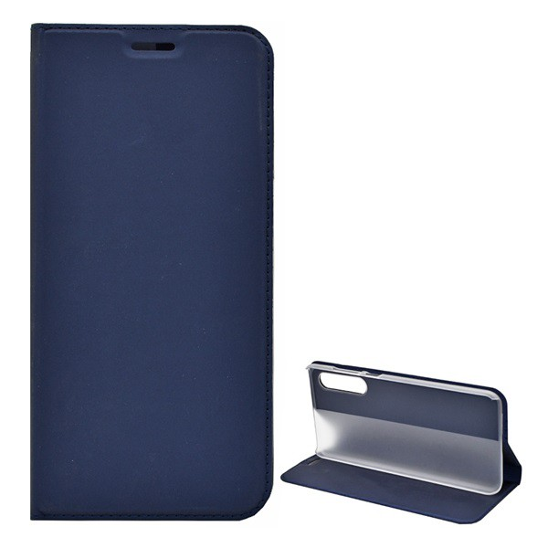 Tok álló, bőr hatású (FLIP, oldalra nyíló, asztali tartó funkció) SÖTÉTKÉK [Xiaomi Redmi Note 9 Pro] (5996457182435)