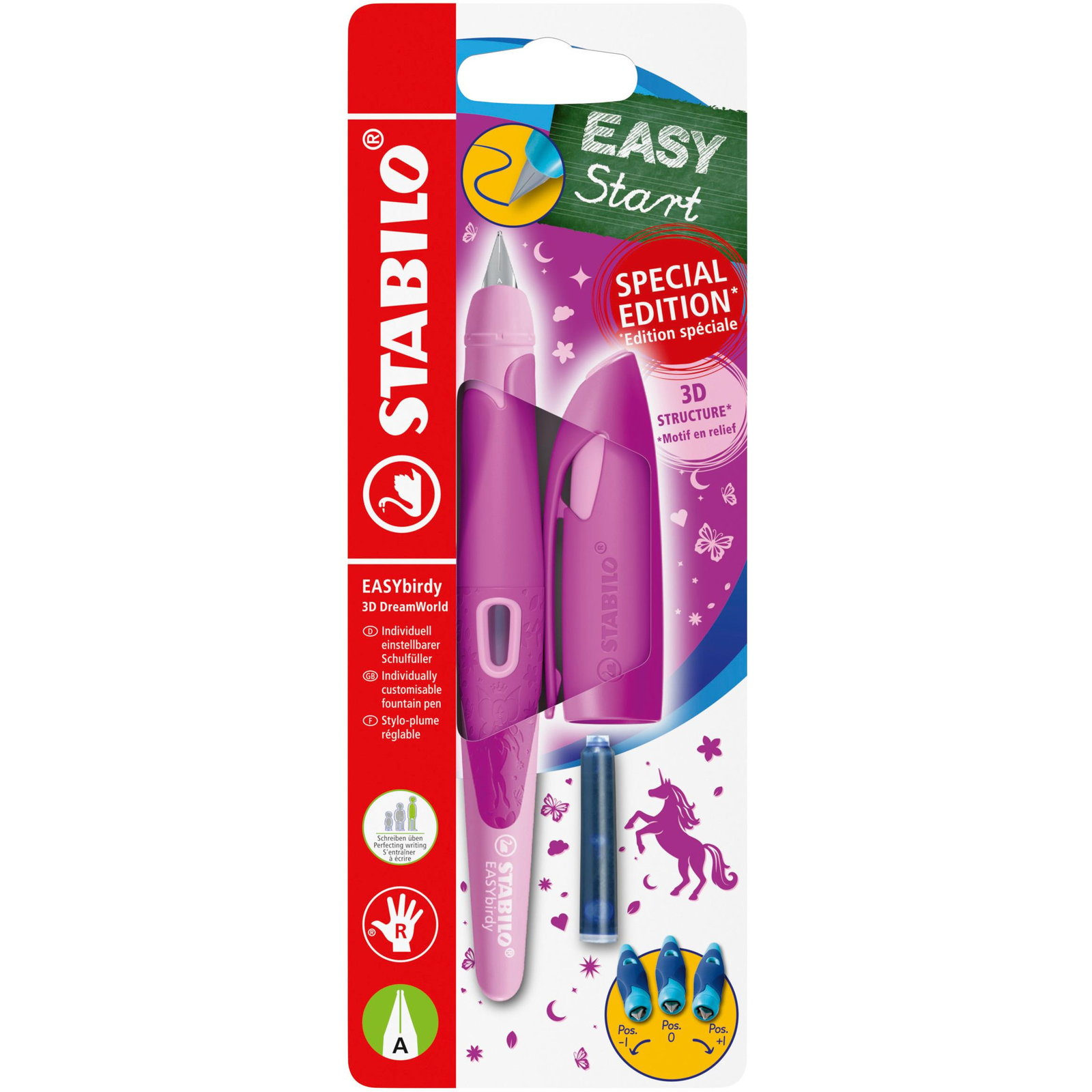 STABILO EASYbirdy 3D DreamWorld Special Edition Töltőtoll jobbkezeseknek, hegy kezdőknek, rózsaszín (4006381616485)