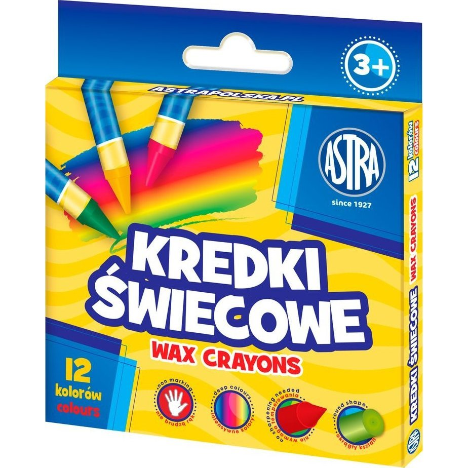 Zsírkréta Astra Kerek Hegyezett Törésálló 12 Színű (316023006)