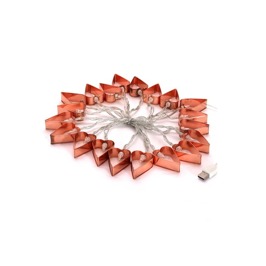 Iris USB-s LED Szív Fényfüzér 4m - Meleg Fehér (240-09)