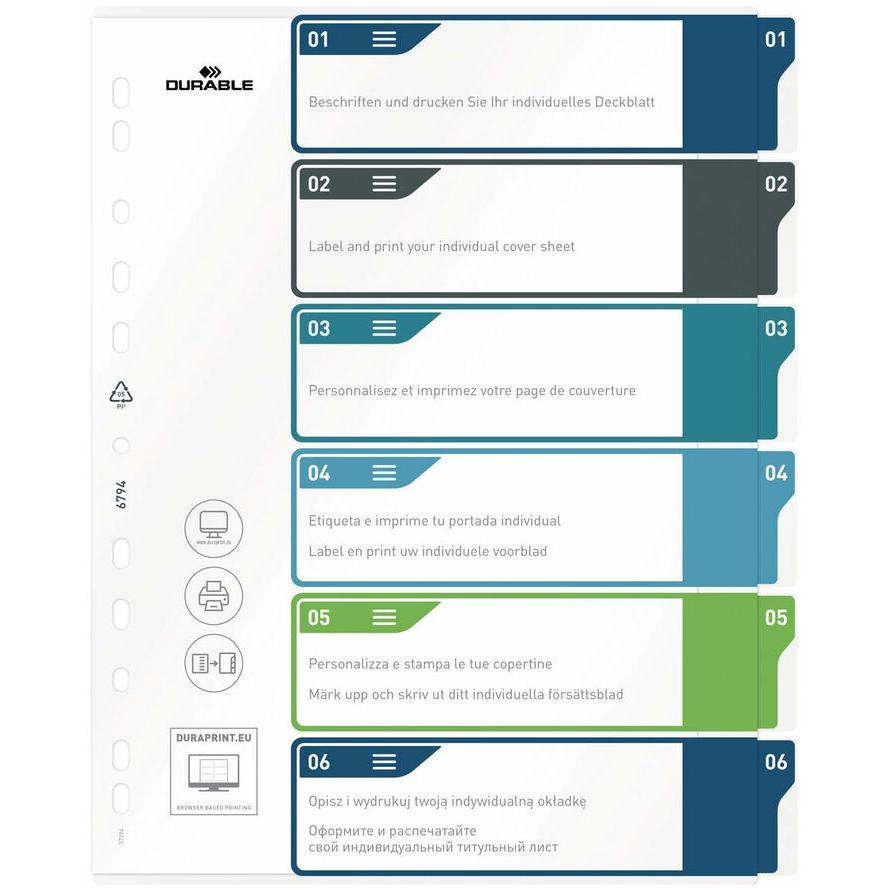 Durable A4 regiszter (6 db / csomag) (679427)
