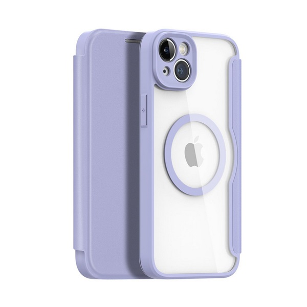 Dux Ducis Skin X Pro Apple iPhone 15 Flip Tok - Átlátszó/Lila (GP-144824)