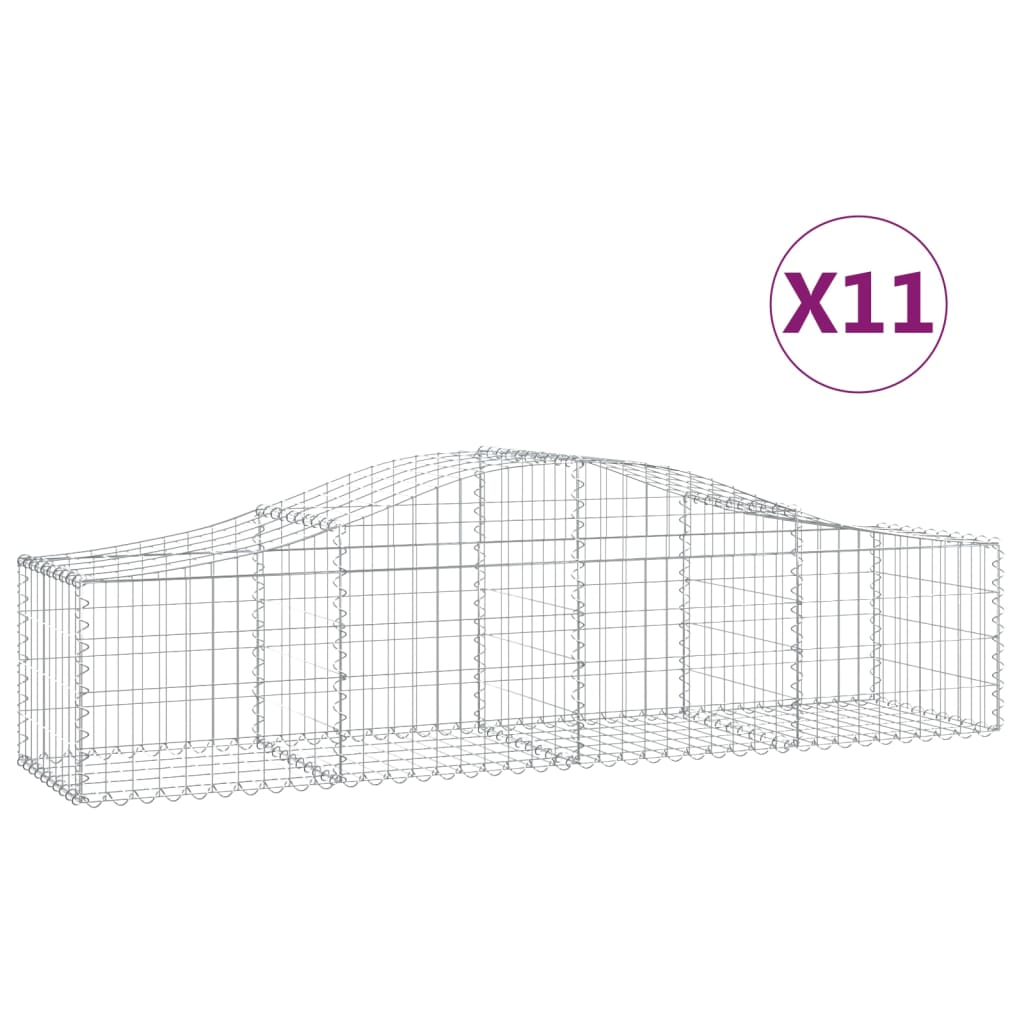 11 db íves horganyzott vas gabion kosár 200x50x40/60 cm (3145586)