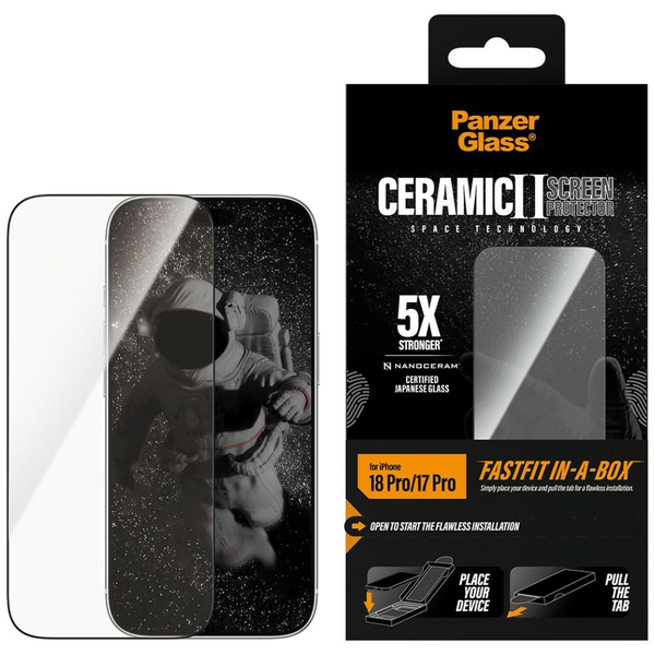 PanzerGlass ® Ceramic Screen Protector iPhone 18 Pro | 17 Pro | Ultra-Wide Fit w. FASTFIT IN-A-BOX Pellicola proteggischermo trasparente 1 pz