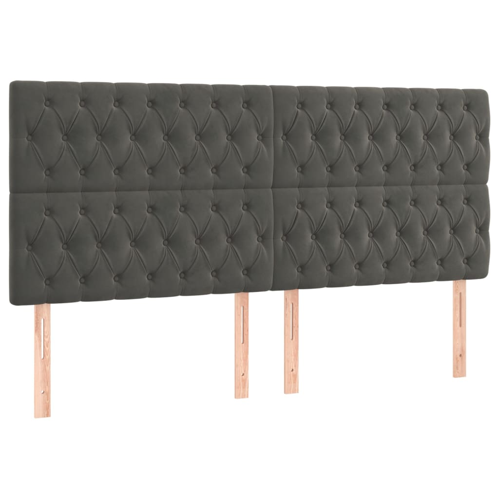 4 db sötétszürke bársony fejtámla 100x7x78/88 cm (3116735)