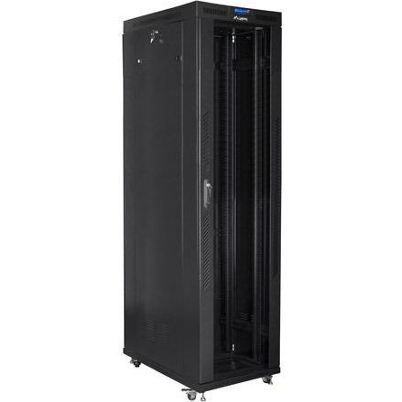 Skříň 19 47U 800x1000 černá, skleněné dveře LCD (Flat pack)