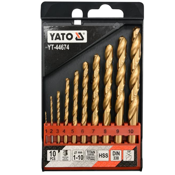 YATO HSS-TiN Fémfúrószár készlet, 10 db, 1-10 mm