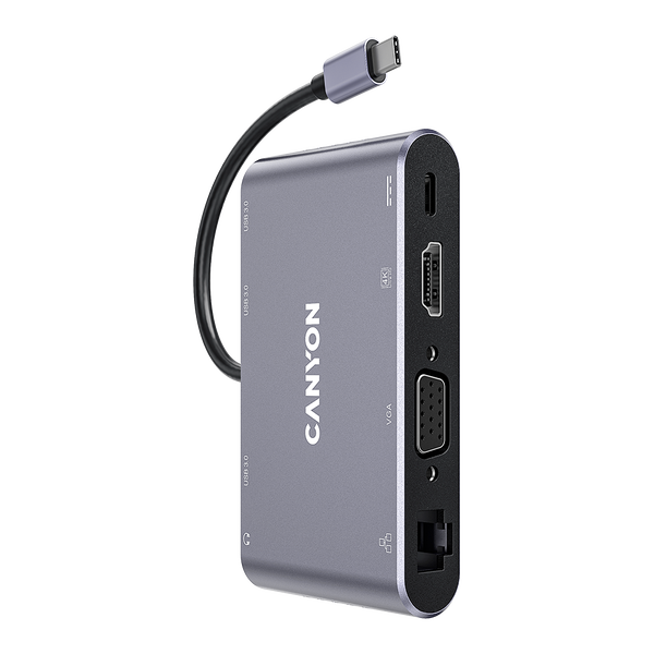 Хъб USB Canyon DS-14 8in1 4k USB-C Dark Grey