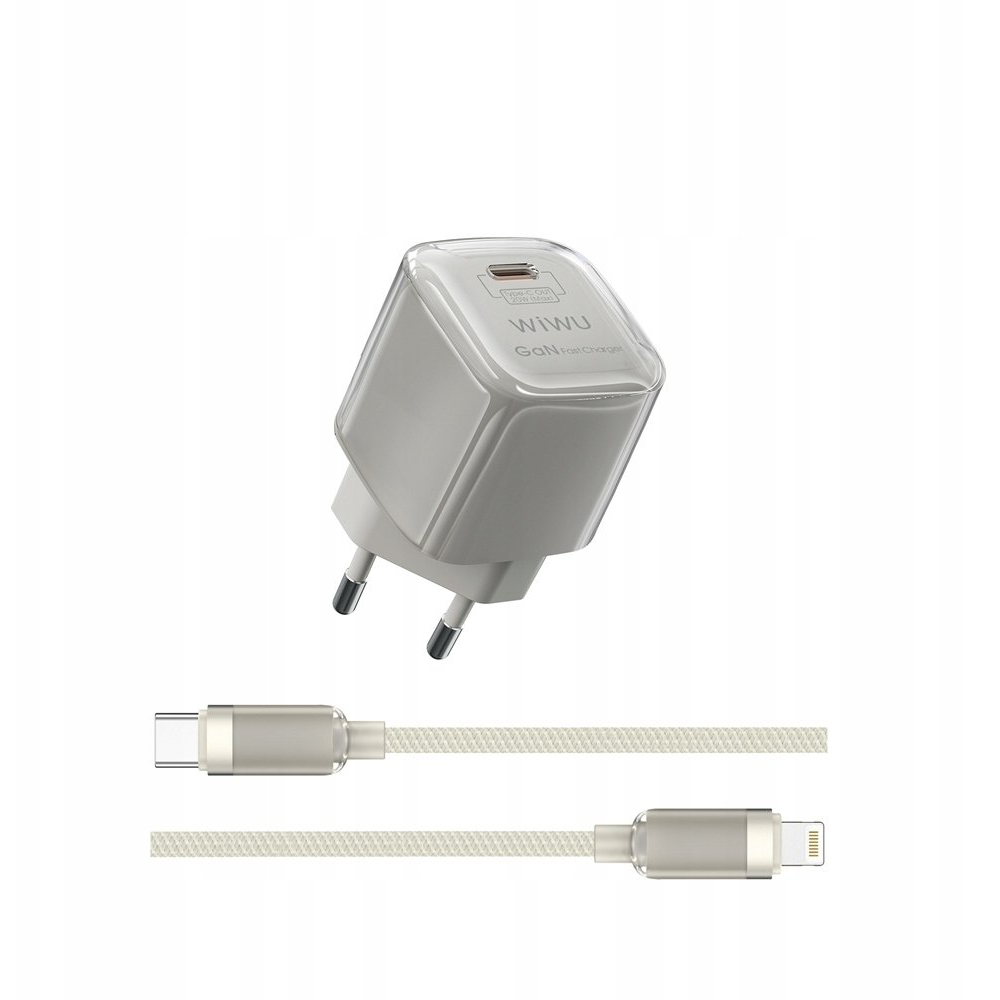WIWU Wi-U017 Jello Hálózati Töltő 1xUSB-C Csatlakozással+Type-C-Lightning Kábel 30W GaN (GSM186456)