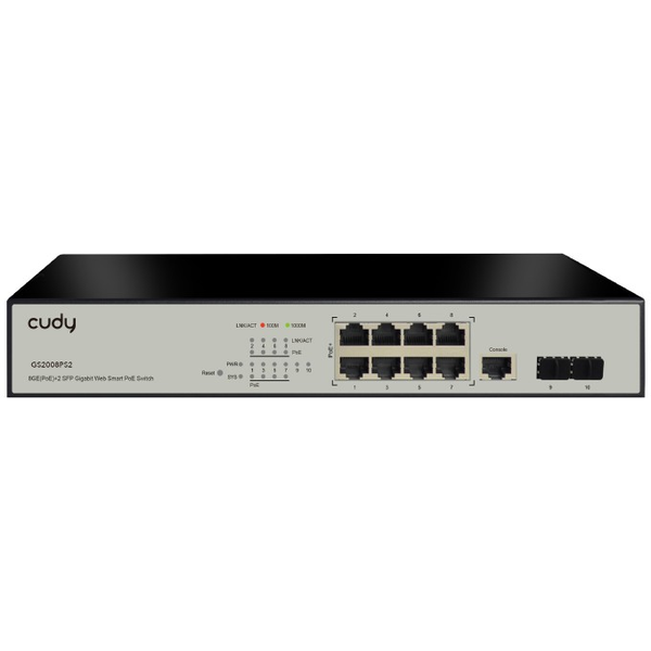 Cudy 8 Poort 1Gbps L2 managed PoE+ /2xSFP
