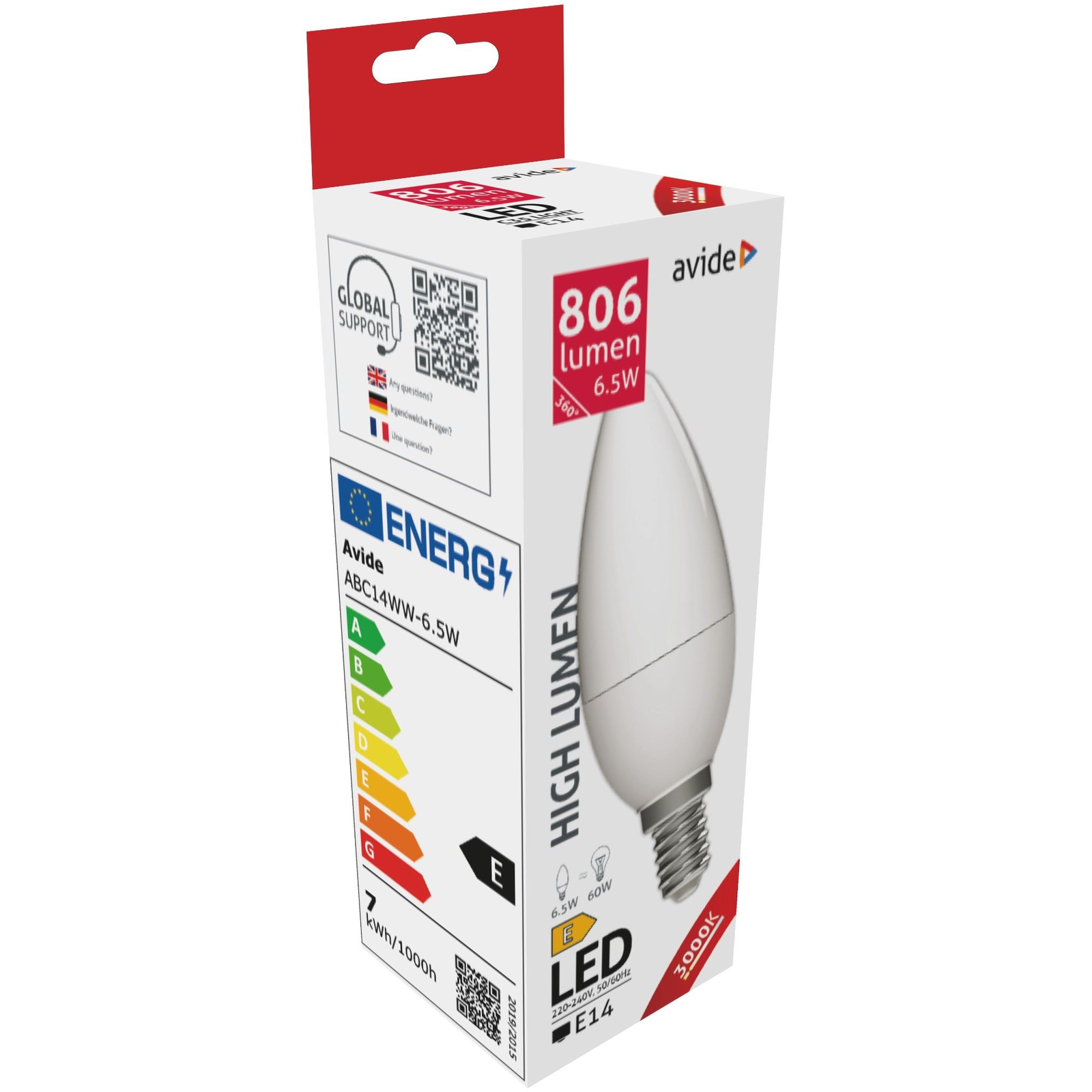 Avide LED Candle 6.5W E14 WW (ABC14WW-6.5W) (ABC14WW-6.5W)