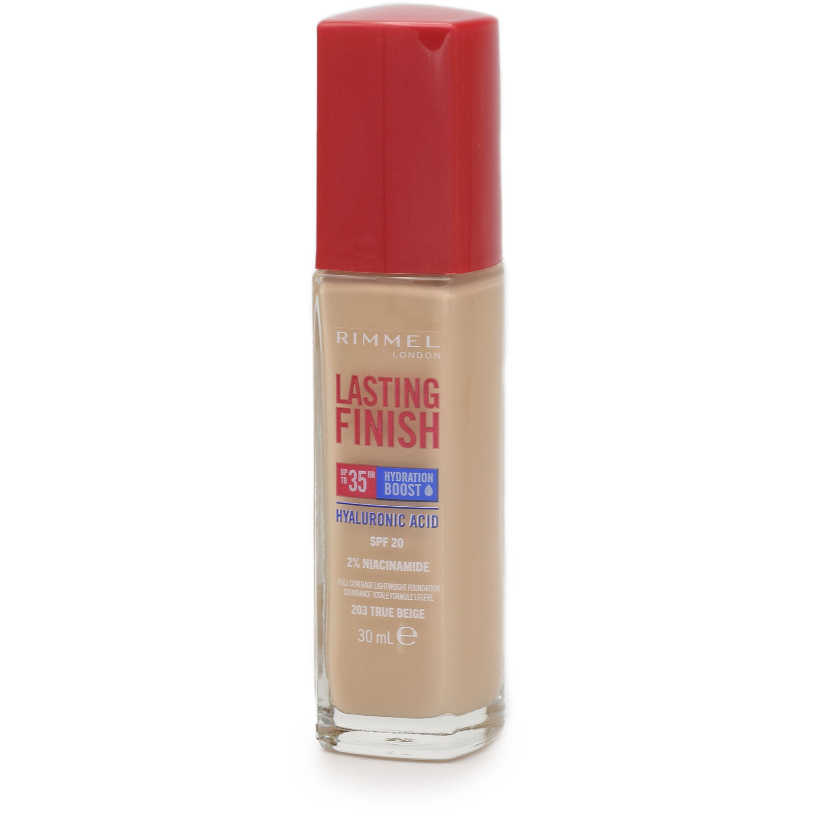 RIMMEL LONDON Lasting Finish 35H Hydration Boost SPF20 203 True Beige 30ml (3616304825125)