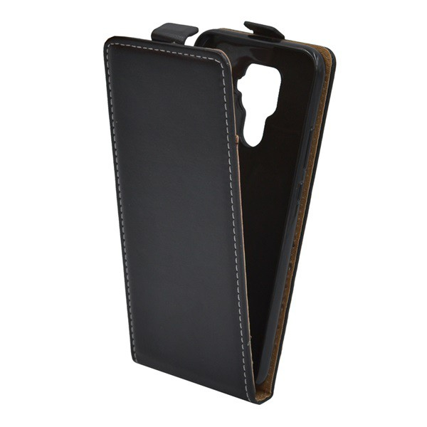 Tok álló, bőr hatású (FLIP, lefelé nyíló, szilikon tartó) FEKETE [Huawei Mate 30 Lite (Nova 5i Pro)] (5996457912186)