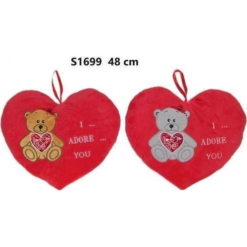 Poduszka Serce miś 48cm MIX
