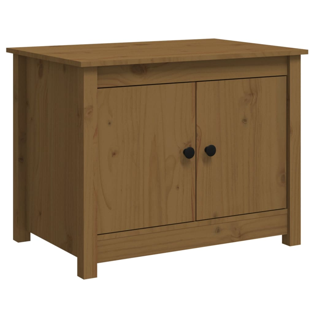 mézbarna tömör fenyőfa dohányzóasztal 71 x 49 x 55 cm (820929)
