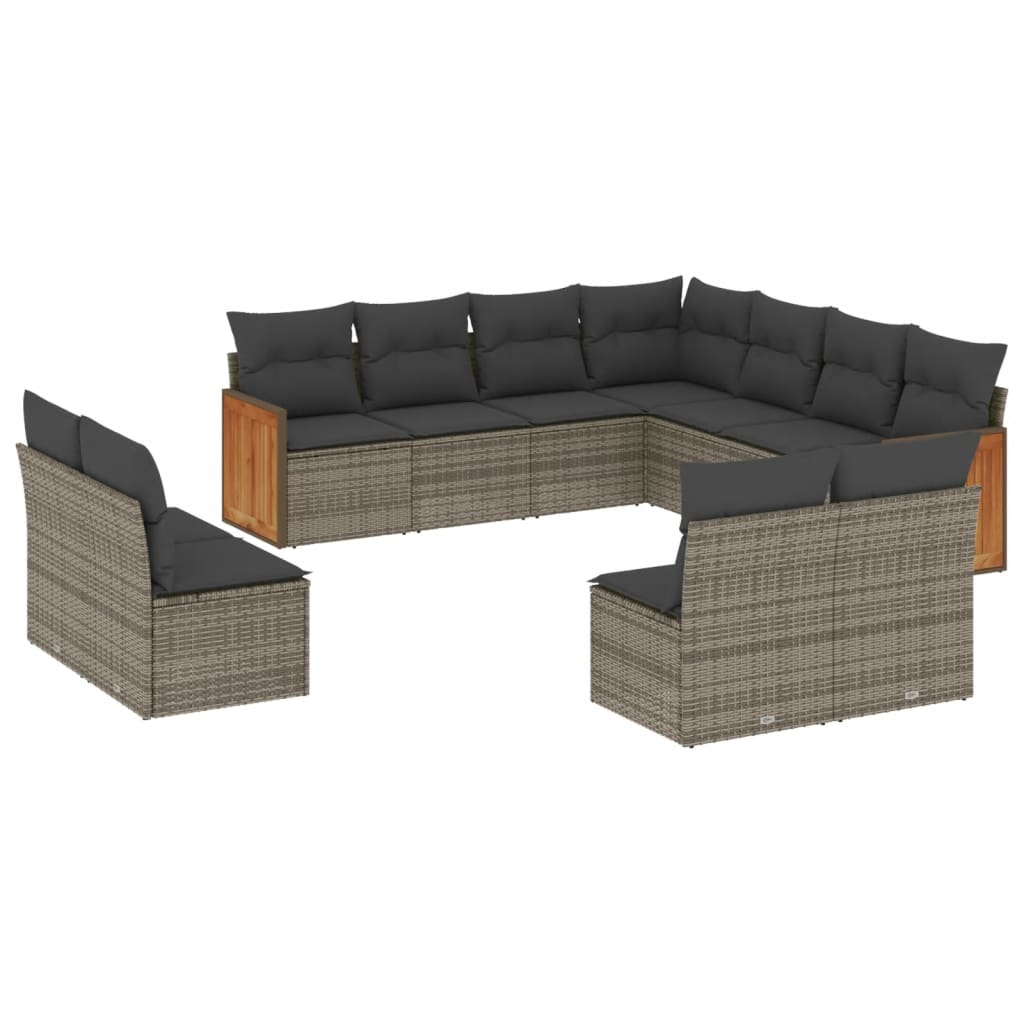 11 részes szürke polyrattan kerti ülőgarnitúra párnákkal (3260170)