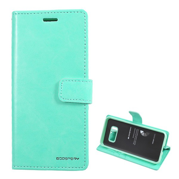 MERCURY BLUE MOON DIARY tok álló, bőr hatású (FLIP, oldalra nyíló, asztali tartó funkció) FÉNYES CYAN [Samsung Galaxy S8 Plus (SM-G955)] (5996457692439)