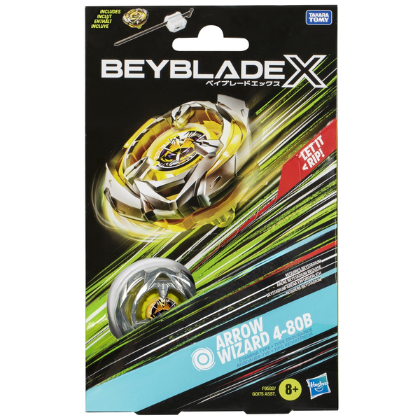 BEYBLADE X LET IT RIP SET LAUNCHER AND WHEEL ARROW WIZARD 4-80B