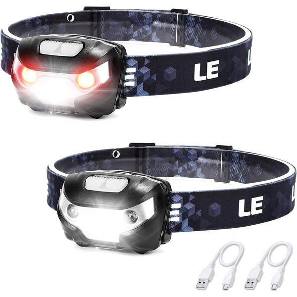 Lepro Head Torch (2 Pack) - wodoszczelne lampki czołowe LED zasilane bateriami IPX6 (2 pack) (zestaw nie zawiera baterii)