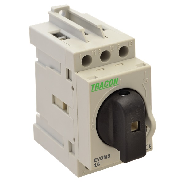 Tracon EVOMS25/3 400V, 50Hz, 25A, 3P, 10mm2 sorolható lakatolható szakaszoló kapcsoló (EVOMS25/3)
