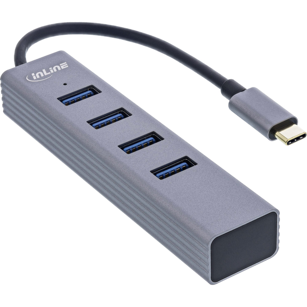 InLine 33271N hub di interfaccia USB 2.0 Type-C 5000 Mbit/s Grigio