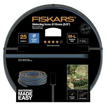 Градински маркуч, Fiskars, 15 мм, 5/8", 25 м, Ниво на устойчивост на усукване 4