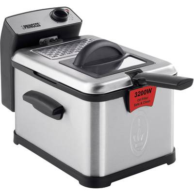 Princess 183001 Enkelt 3 L Enkeltstående 3200 W Frituregryde Sort, Rustfrit stål