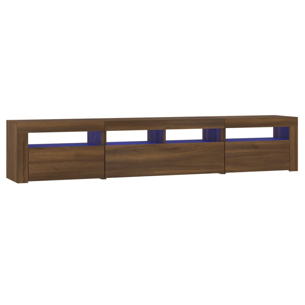 barna tölgyszínű TV-szekrény LED-lámpákkal 210x35x40 cm (3152737)