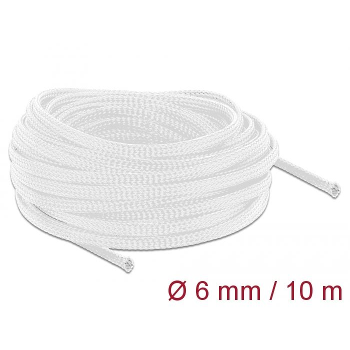 Delock fonott kábelharisnya nyújtható 10m x 6mm fehér (20693) (delock20693)